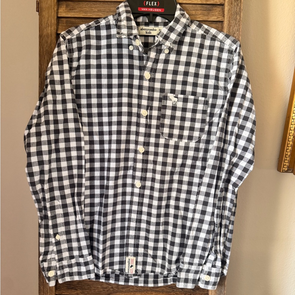 abercrombie kids Black and White Gingham Button-Down Shirt